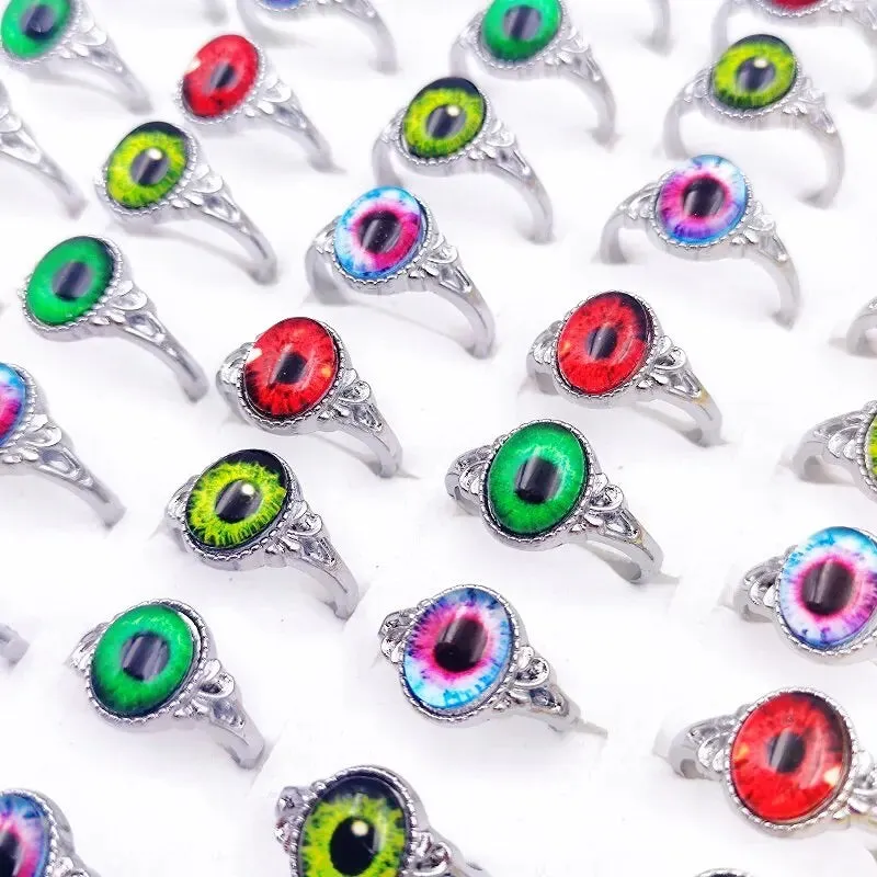 10/20/30pcs/Lot Devil's Turkish Eye Rings for Women and Girl Lucky Sea Blue Eyes Finger Ring Vintage Charm Jewelry Party Gift Wholesale