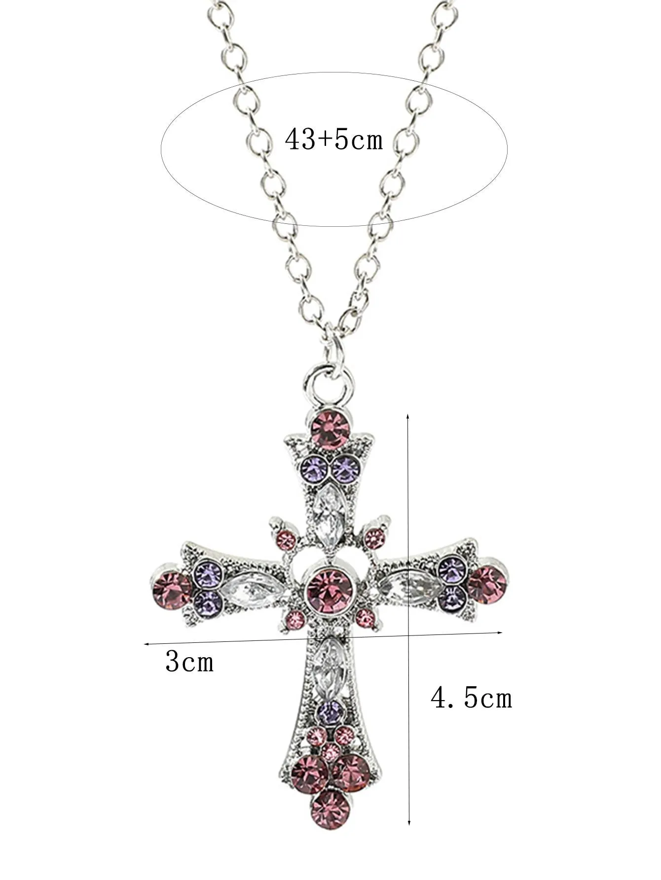 1pc Delicate Cross & Rhinestone Decor Pendant Necklace Religious Necklace Faith