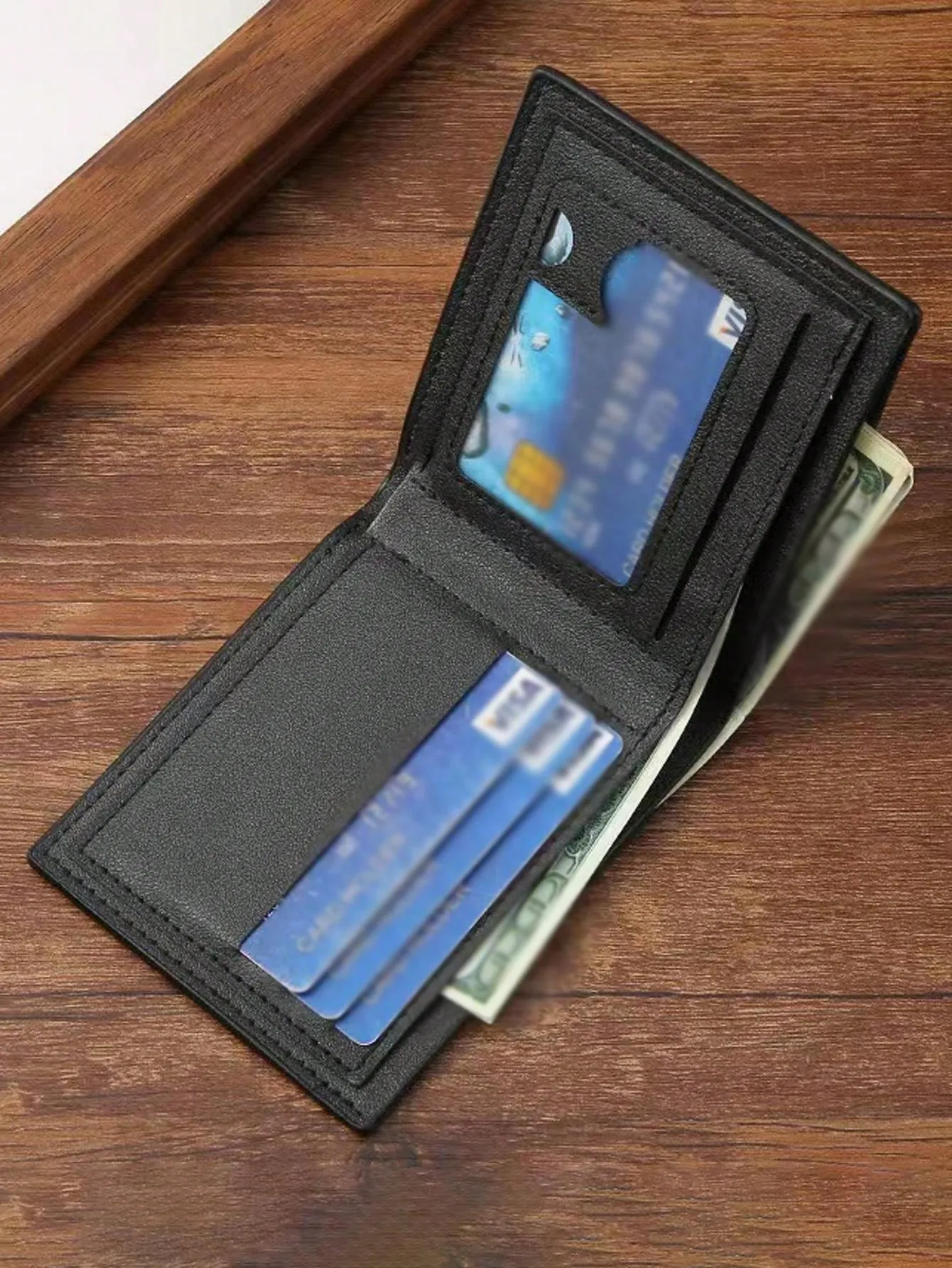 1pc Men's Classic Business & Casual Solid Color Retro  Short Wallet With Card Slot For Driving License