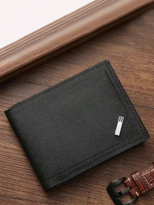 1pc Men's Classic Business & Casual Solid Color Retro  Short Wallet With Card Slot For Driving License