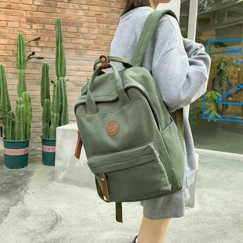 2023 New College Male Canvas Backpack Female Retro Travel Book Bag Girl Boy Laptop Student Fashion Men's And Women's School Bag