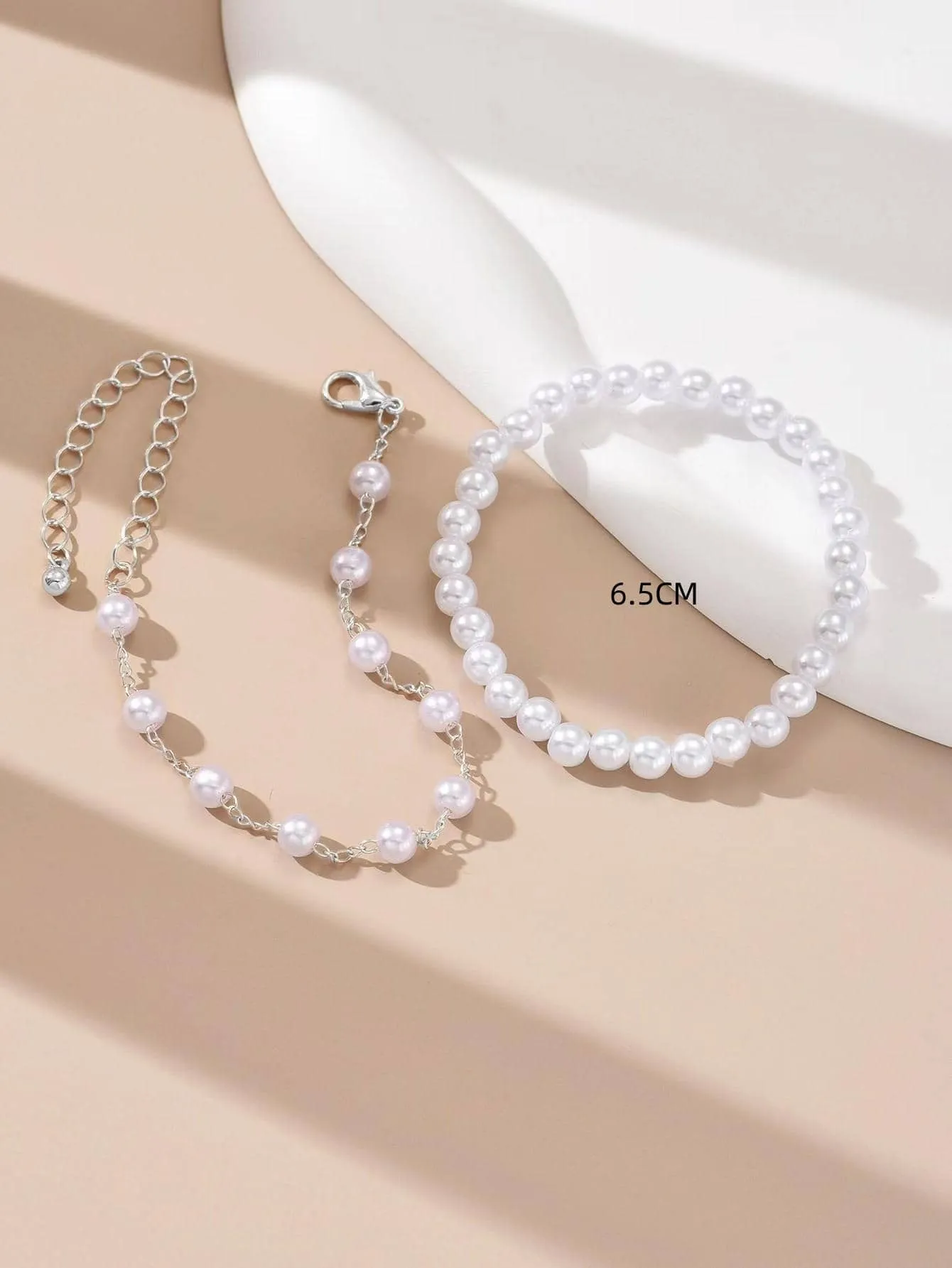 2pcs Delicate Faux Pearl Decor Bracelet Fashion Jewelry Accessories for Women