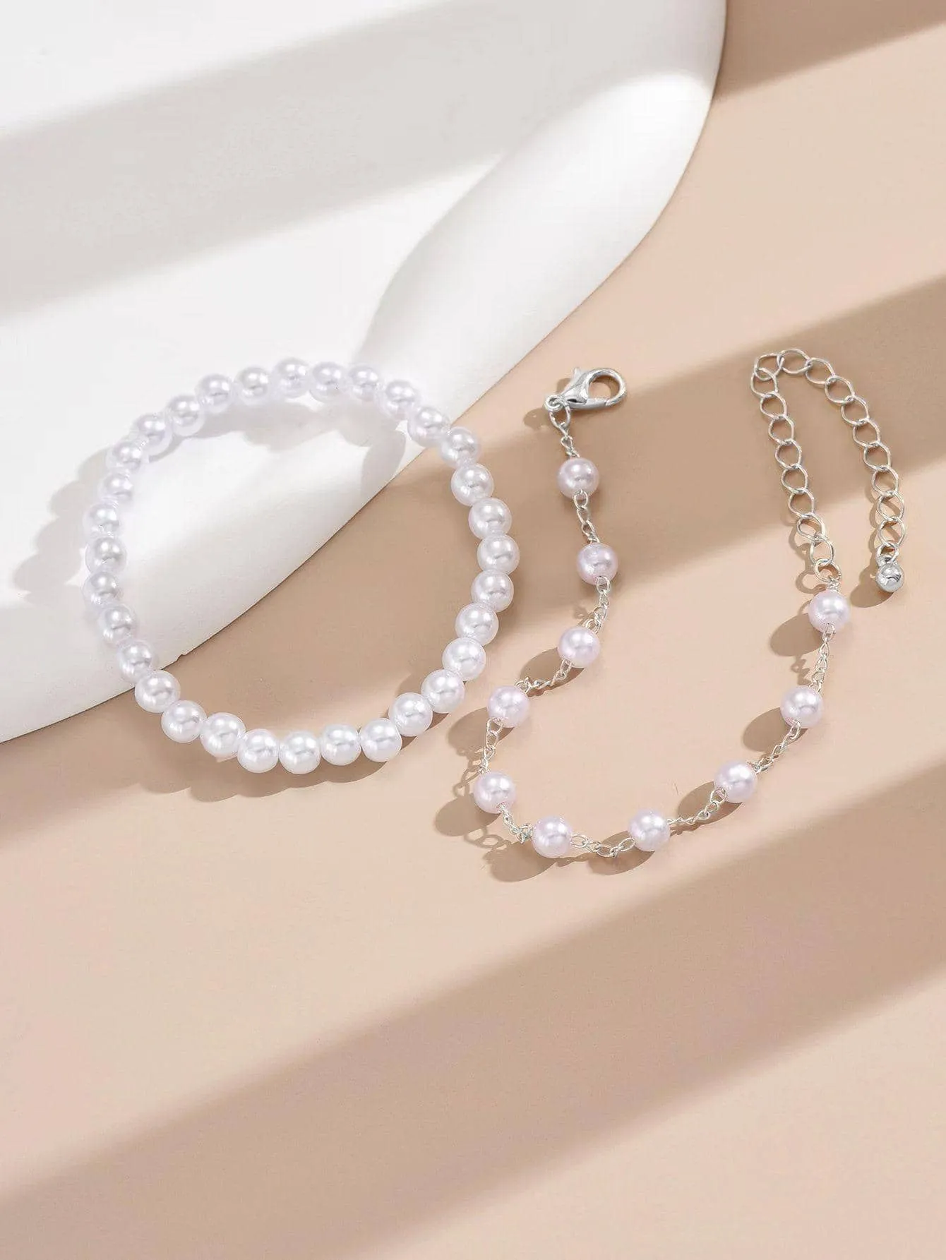 2pcs Delicate Faux Pearl Decor Bracelet Fashion Jewelry Accessories for Women