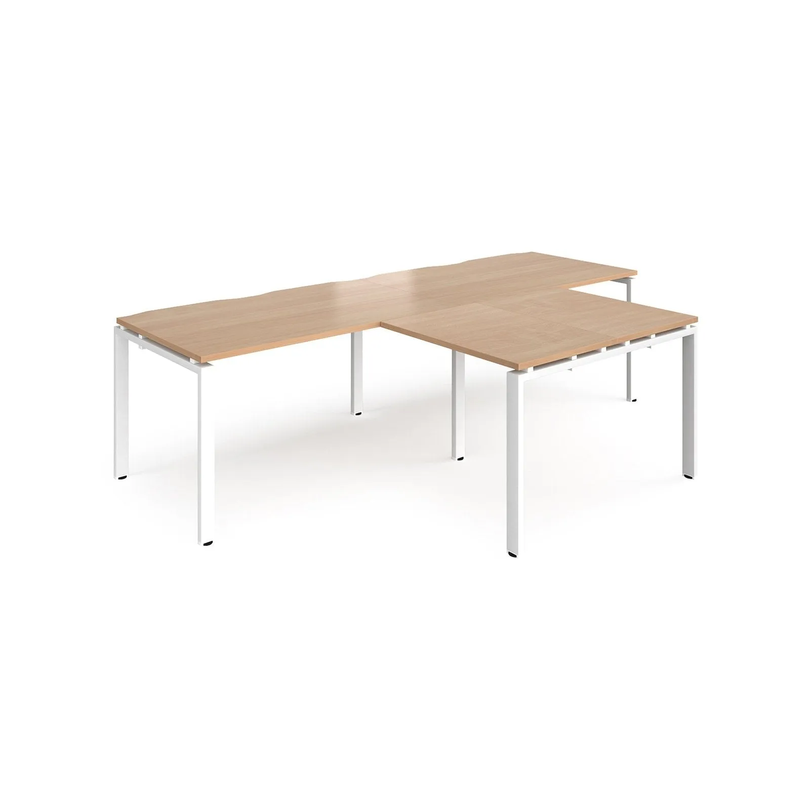 Adapt double straight desks 800 deep with 800mm return desks