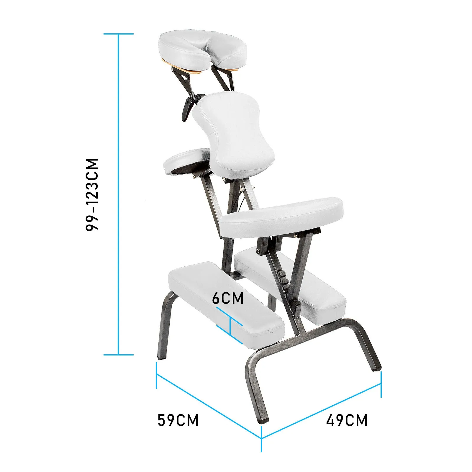 Adjustable Aluminium Portable Massage Chair Table, White - Forever Beauty