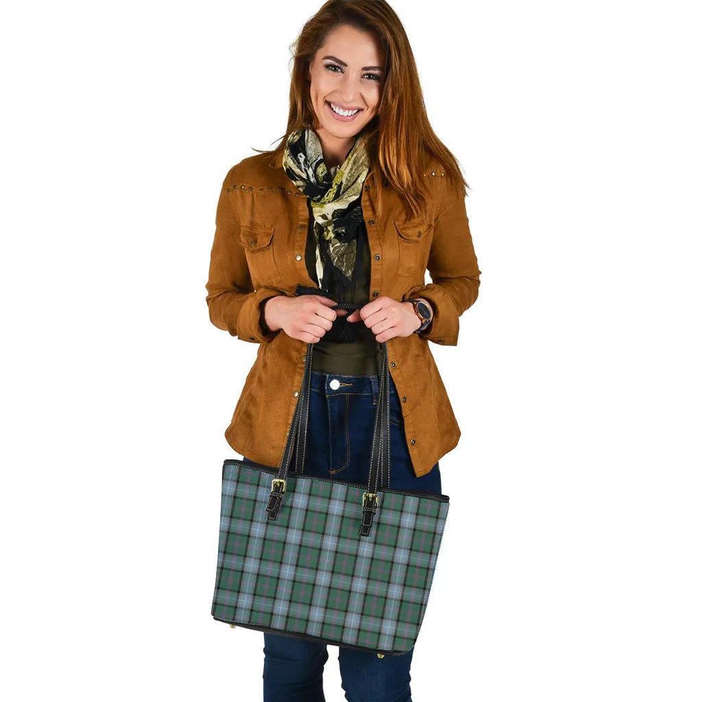 Alexander of Menstry Hunting Tartan Leather Tote Bag