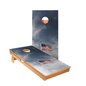 American Flag Pole Star Cornhole Boards