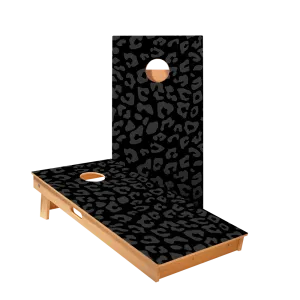 Black Leopard Print Star Cornhole Boards