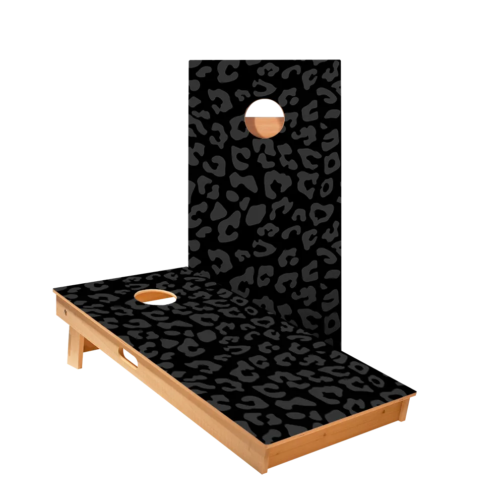 Black Leopard Print Star Cornhole Boards