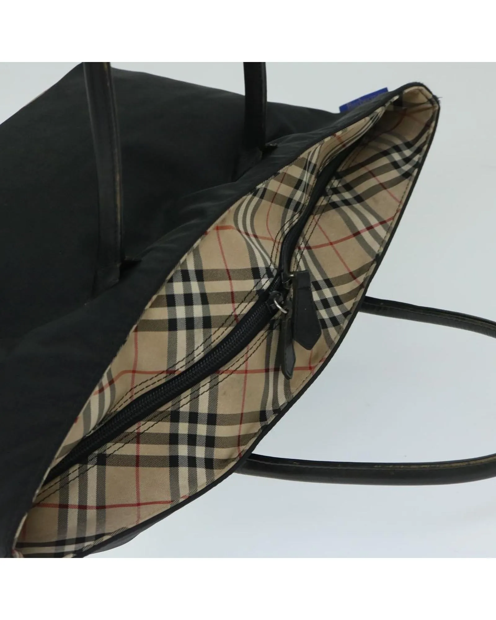 Black Nylon Hand Bag with Burberry Label Design