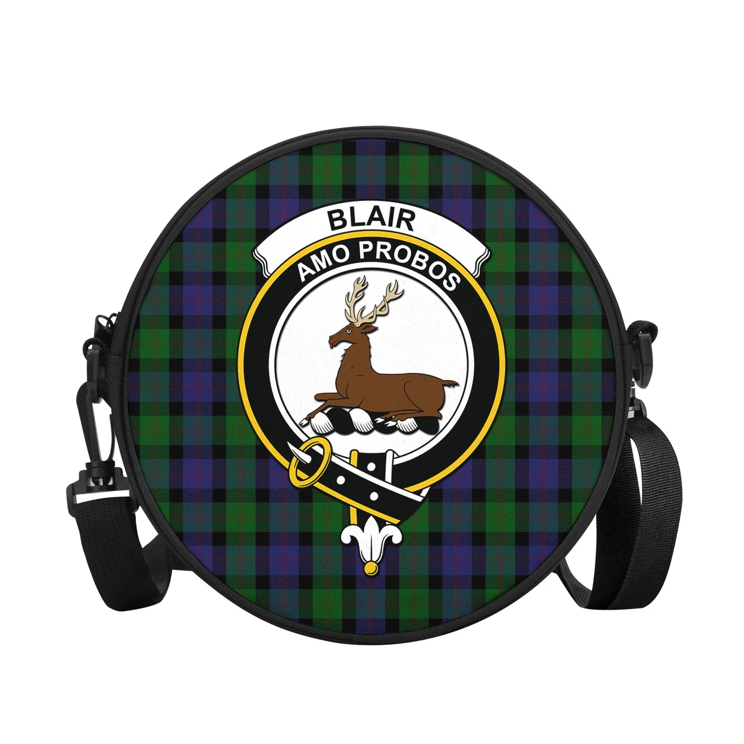 Blair Tartan Round Satchel Bags with Family Crest