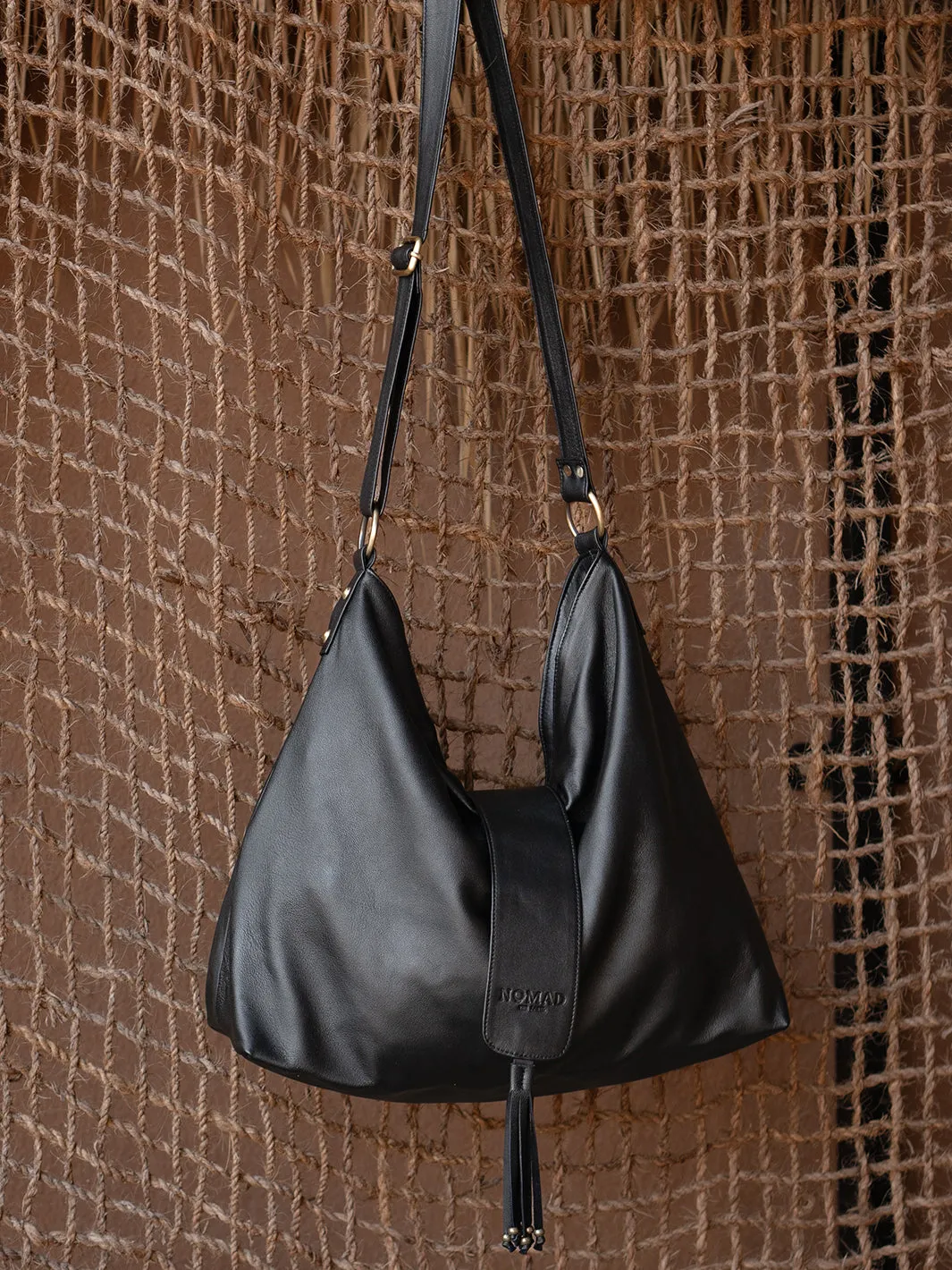 Bologna Crossbody Leather Bag Black