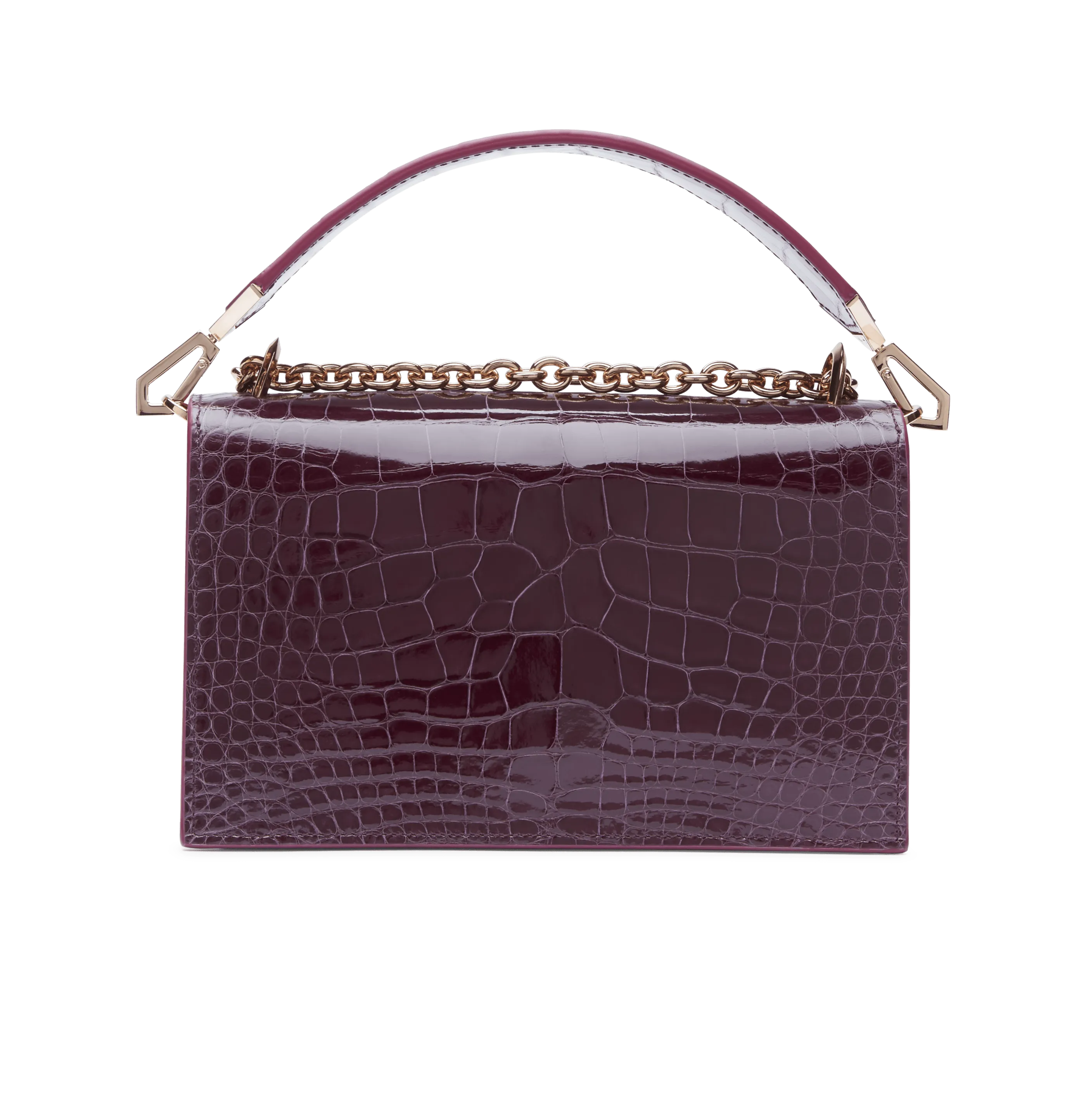 Burgundy Lisse Alligator Alina Shoulder Bag with Rose Gold Feather