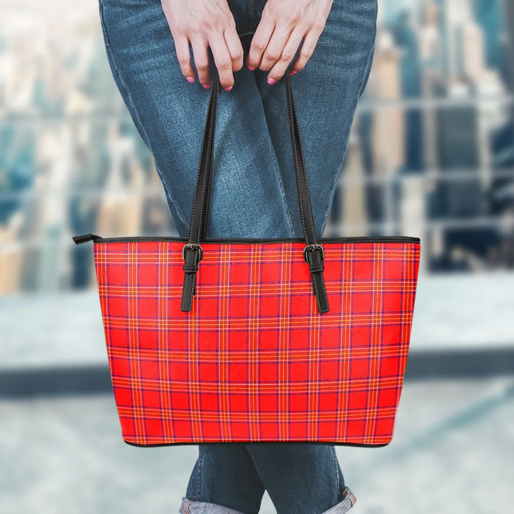 Burnett Modern Tartan Leather Tote Bag