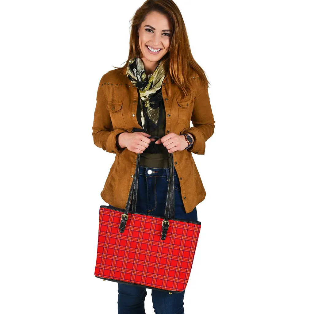 Burnett Modern Tartan Leather Tote Bag