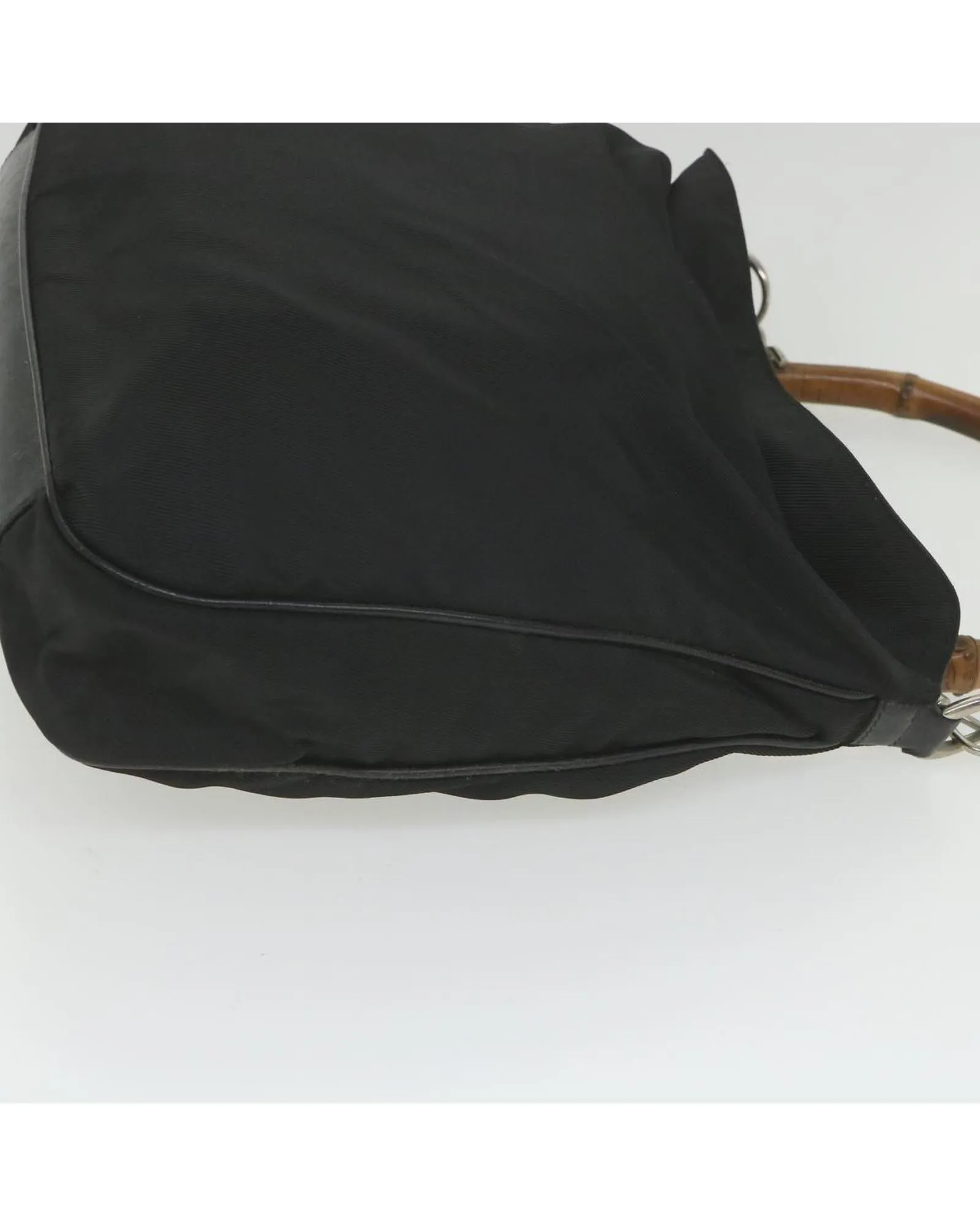 Canvas Shoulder Bag with Bamboo Handle