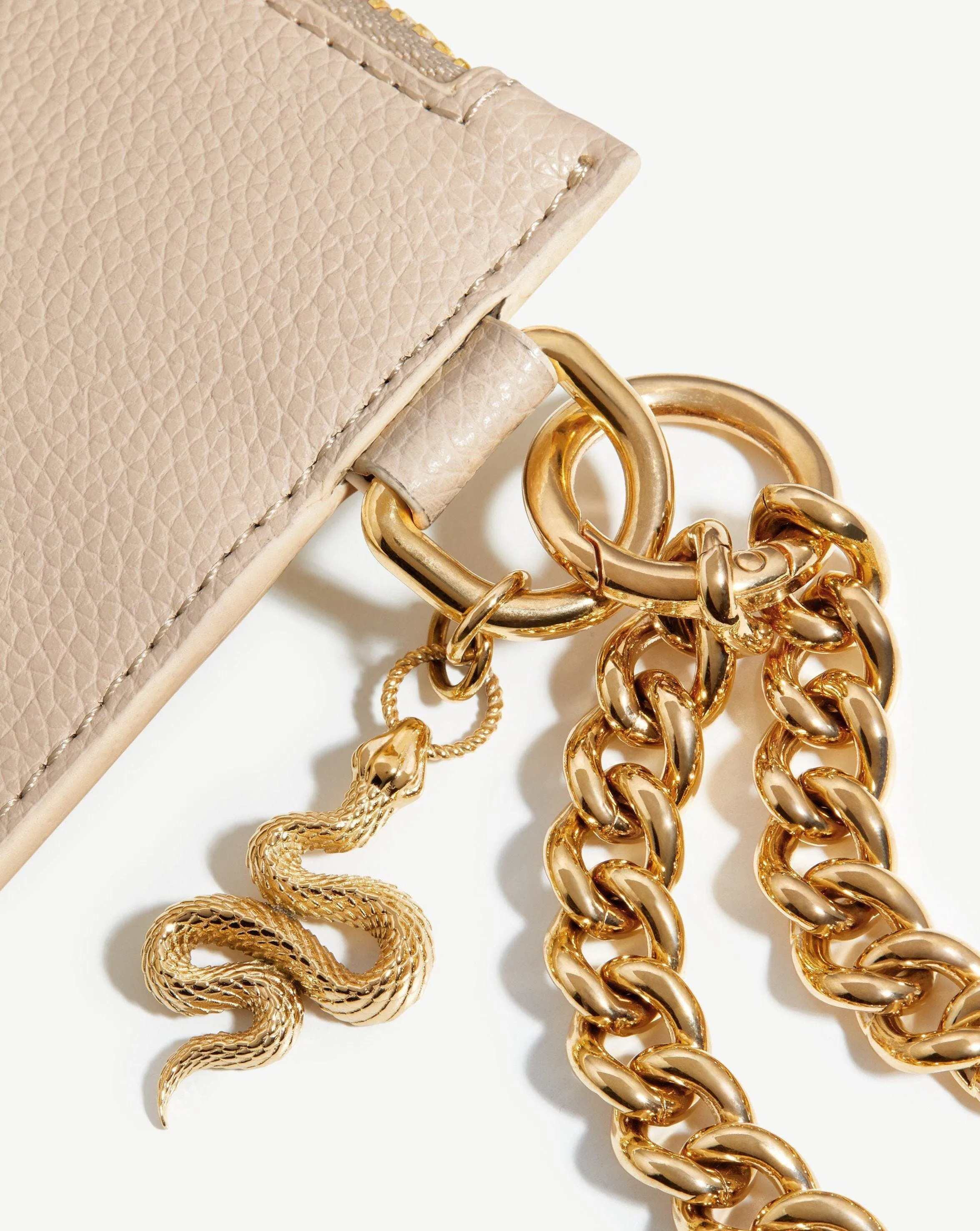 Chain Wristlet Leather Pouch | 18ct Gold Plated/Recycled Cream Leather