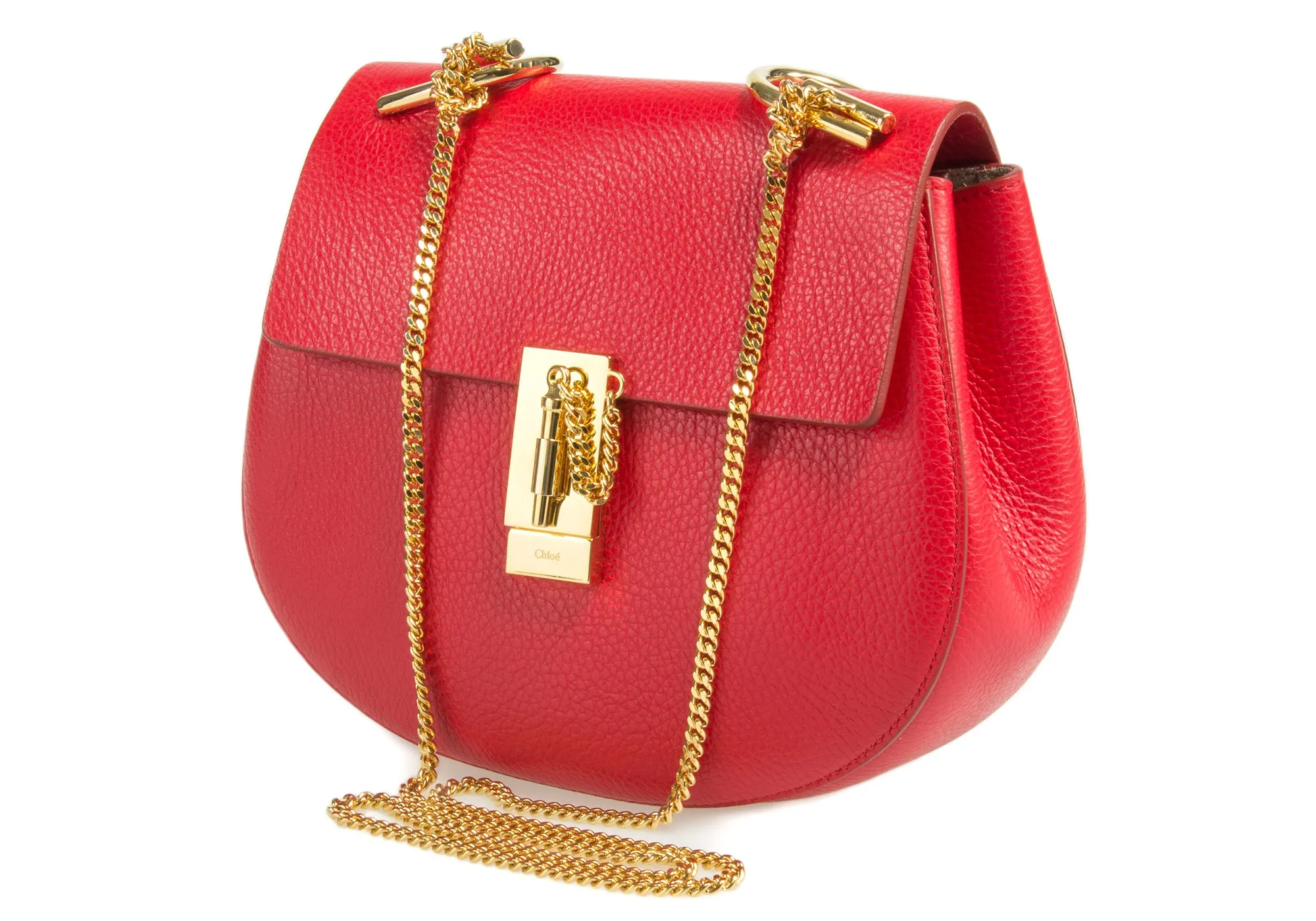 Chloe Drew Shoulder Bag | Plaid Red w/ Gold Hardware | Size Medium