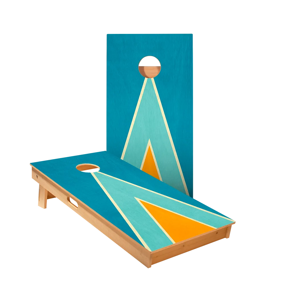 Classic Retro Triangle - Blue and Orange Star Cornhole Boards