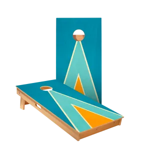 Classic Retro Triangle - Blue and Orange Star Cornhole Boards