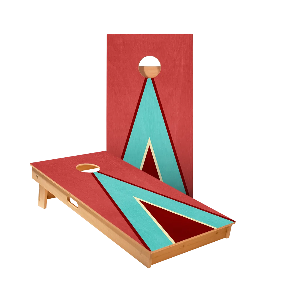 Classic Retro Triangle - Red and Blue Star Cornhole Boards