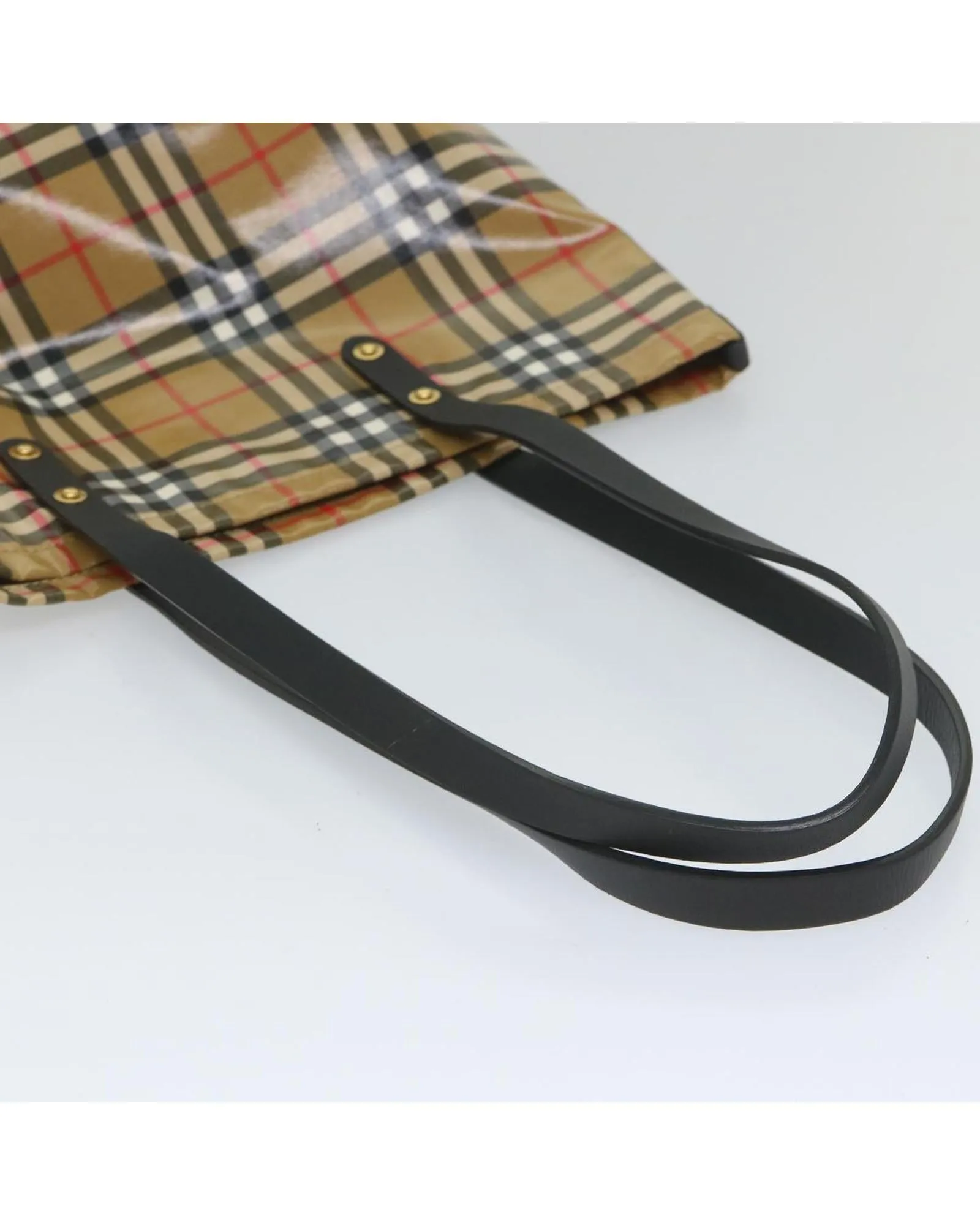 Coated Canvas Tote Bag with Check Print