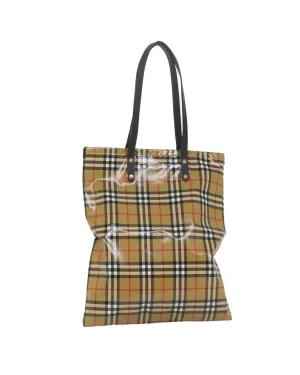 Coated Canvas Tote Bag with Check Print