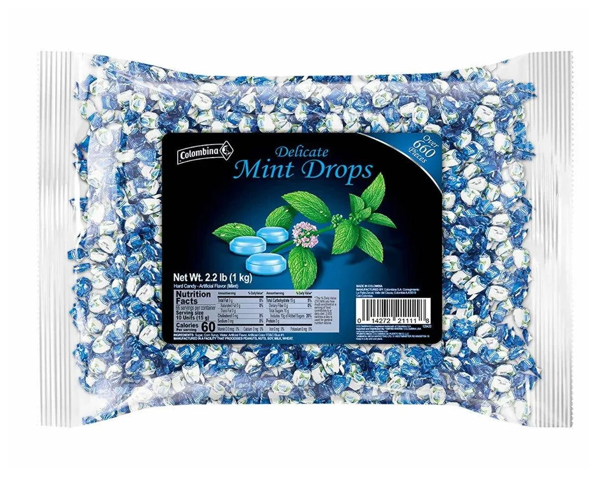 Colombina Wrapped Delicate Mint Drops 2.2lb Bag