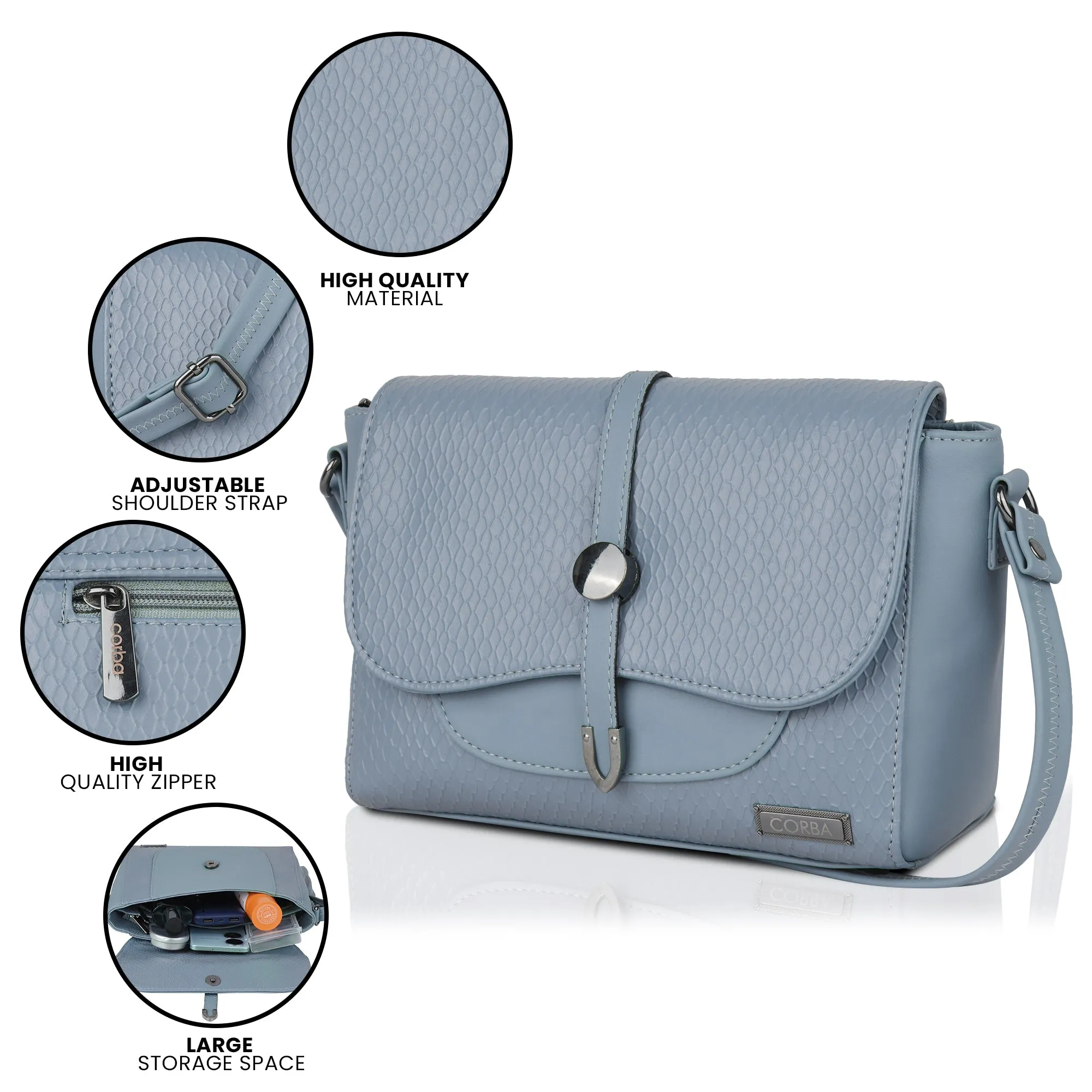 Corba Stylish Sling Bag Blue