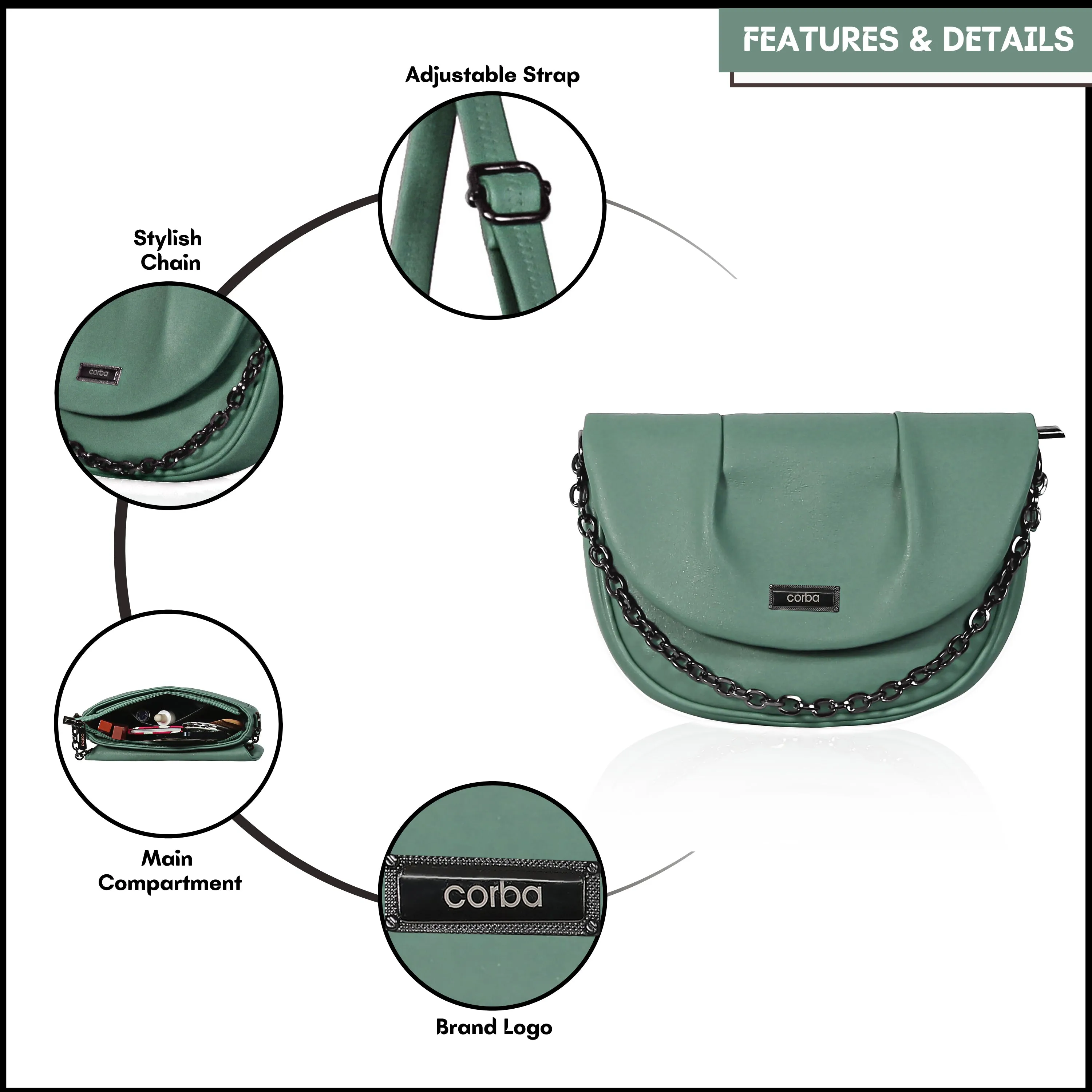 Light Green Corba Womens Sling Bag with Optimal Design