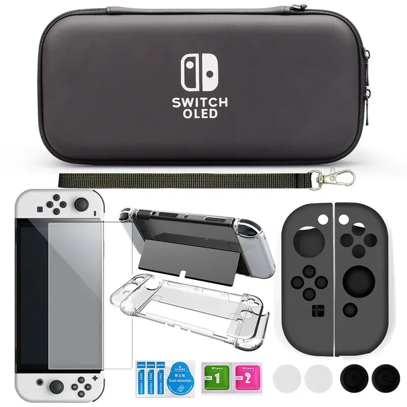 Crystal Clear Case Kit for Nintendo Switch Oled Carrying Travel Bag Pouch for Ns Oled Game Console Protection & Screen Protector