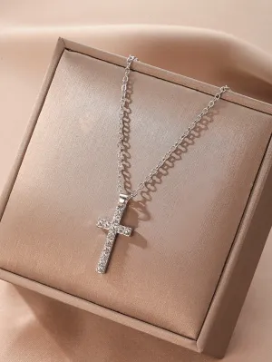 Delicate Rhinestone Cross Charm Necklace for Women Jewelry for Women Jewelry