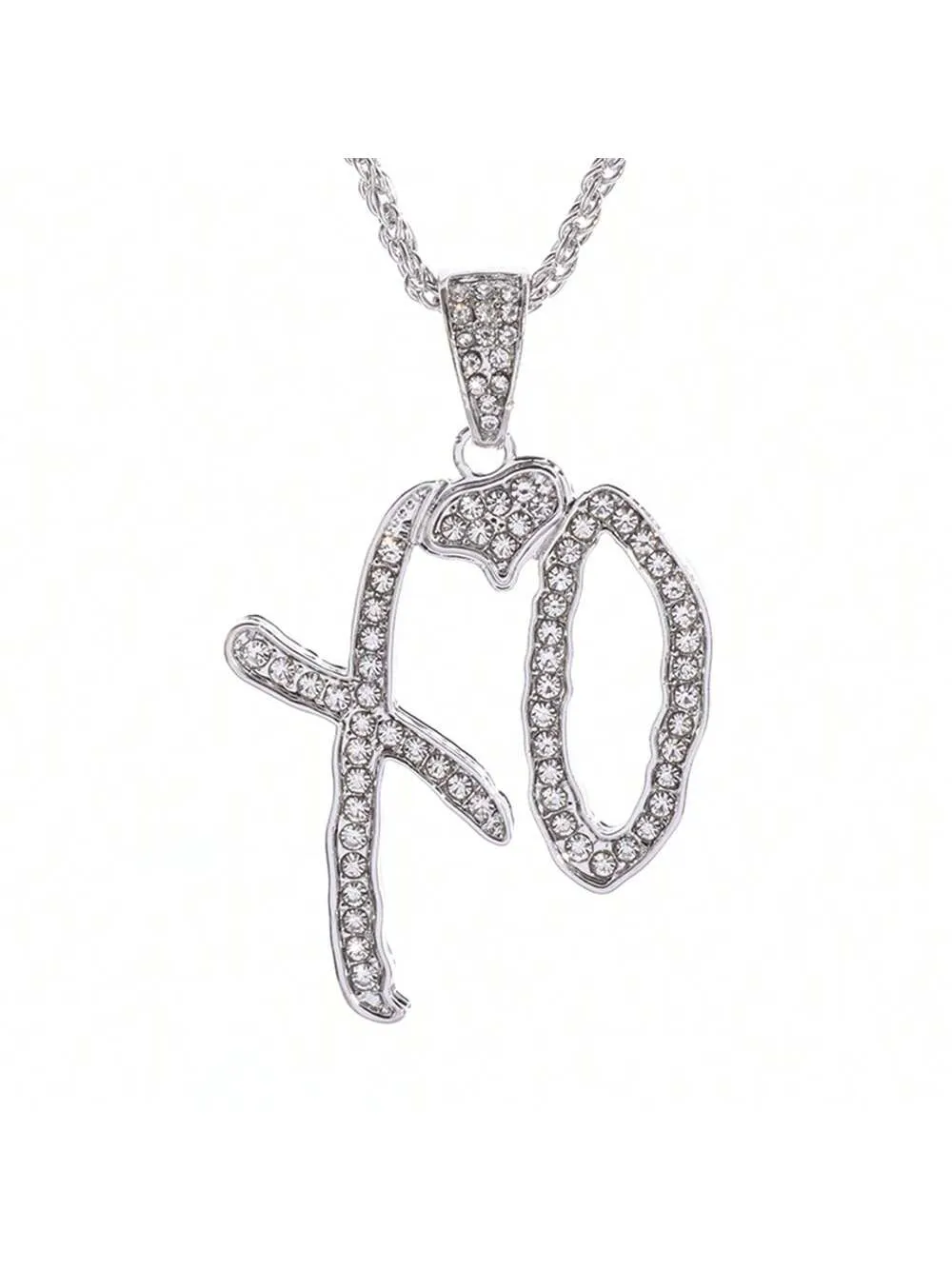 Delicate Xo Cubic Zirconia Inlaid Iron Chain Necklace Sparkly Necklace Party