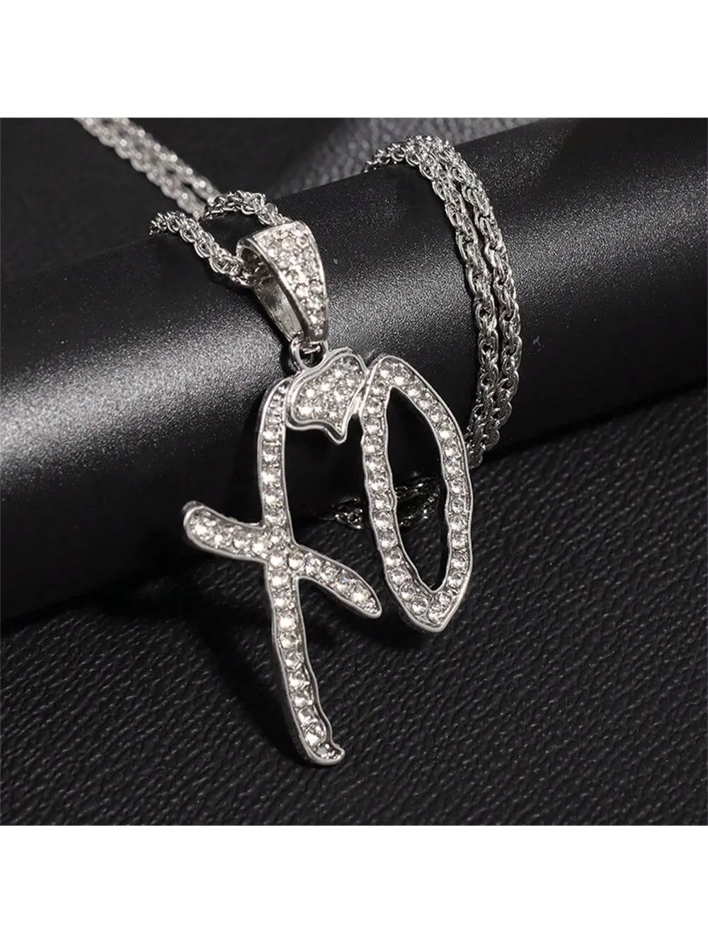 Delicate Xo Cubic Zirconia Inlaid Iron Chain Necklace Sparkly Necklace Party