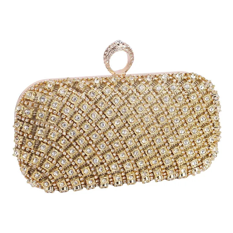 Elegance® Radiant Chic Rhinestone Clutch - Small Square Purse Trend Luxury Designer Chain Shoulder Bag Women's Handbags Wallets Evening Bag For Wedding ﻿