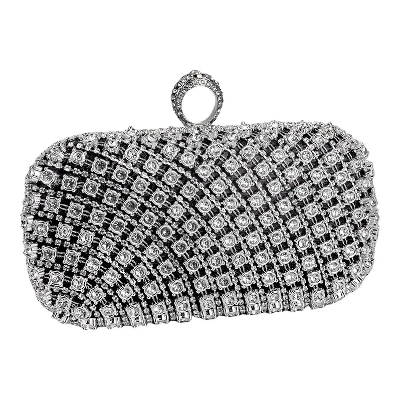 Elegance® Radiant Chic Rhinestone Clutch - Small Square Purse Trend Luxury Designer Chain Shoulder Bag Women's Handbags Wallets Evening Bag For Wedding ﻿