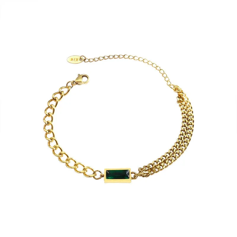 Fashion Jewelry Simple Green Radiant Cut  Bracelet for Women as Birthday Gifts