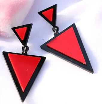 Fashion Jewelry Stylish Candy Color Triangle Simulated Pearl Drop Earrings for Women