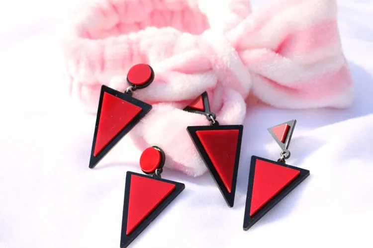 Fashion Jewelry Stylish Candy Color Triangle Simulated Pearl Drop Earrings for Women