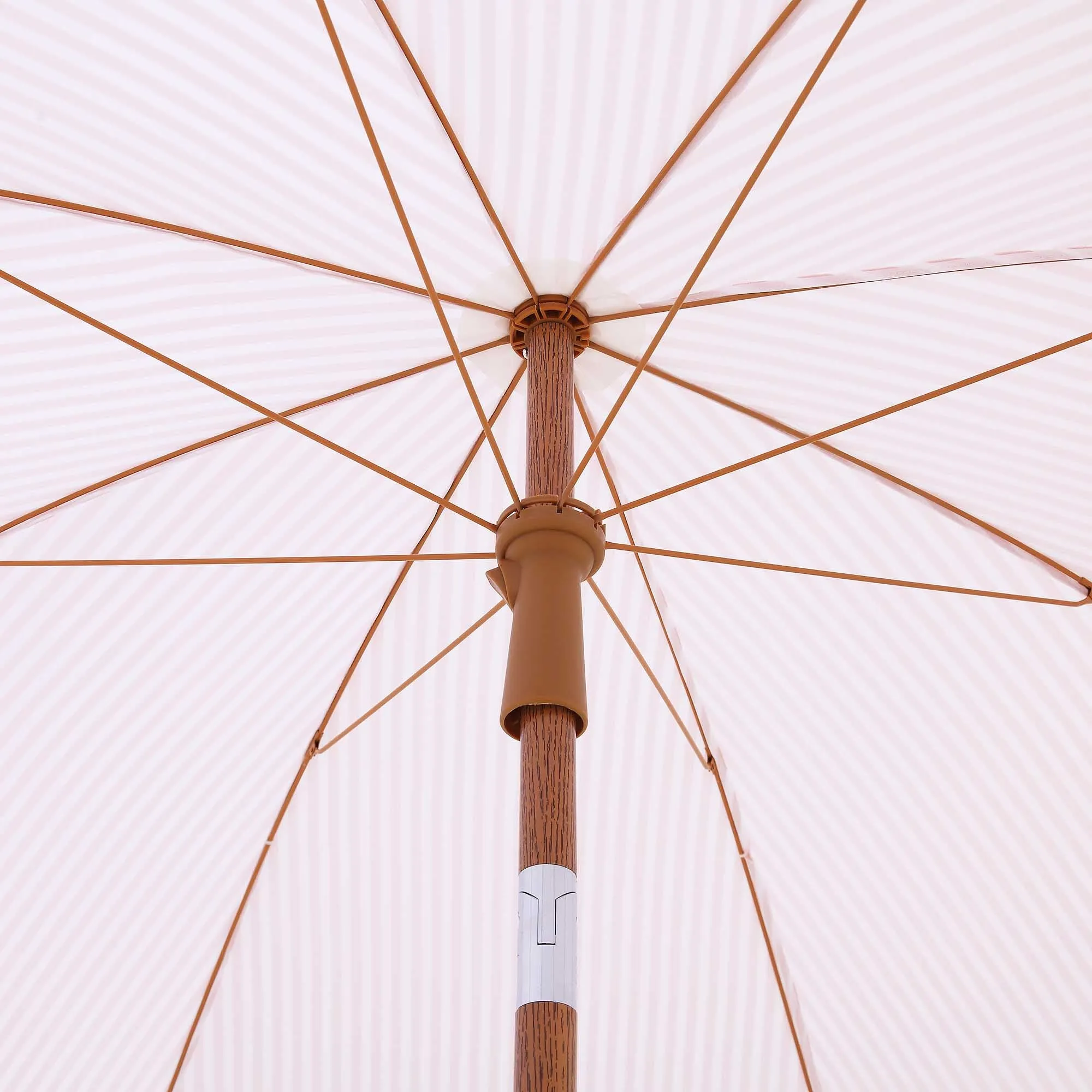 Gabriel Pink and White Striped Fringed Parasol with Tilt