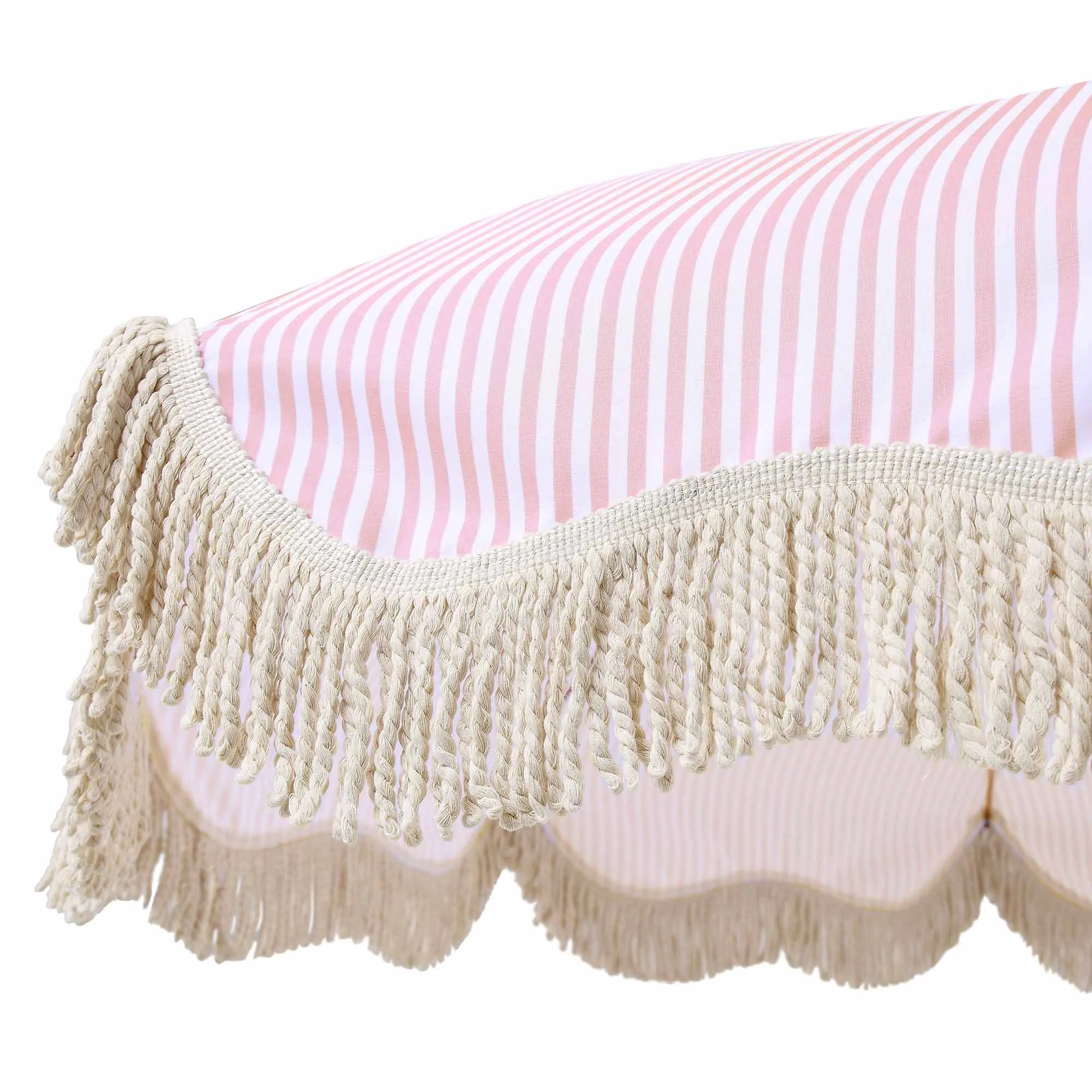 Gabriel Pink and White Striped Fringed Parasol with Tilt