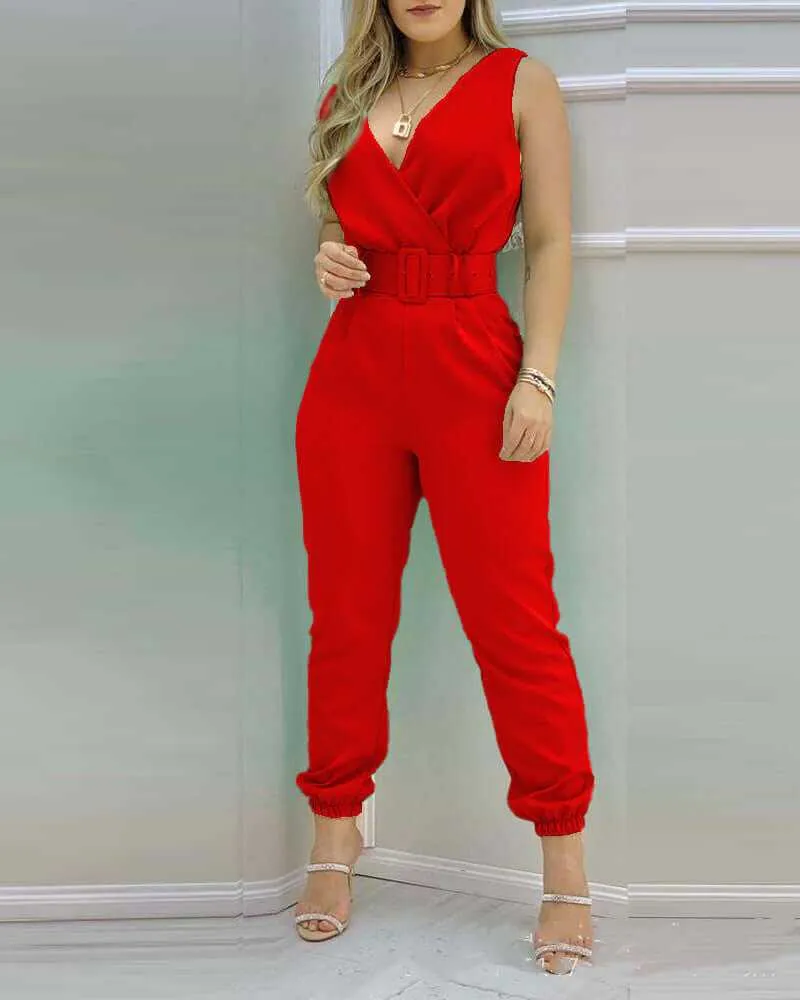 Glow Chic's V-Neck Jumpsuit Without Belt