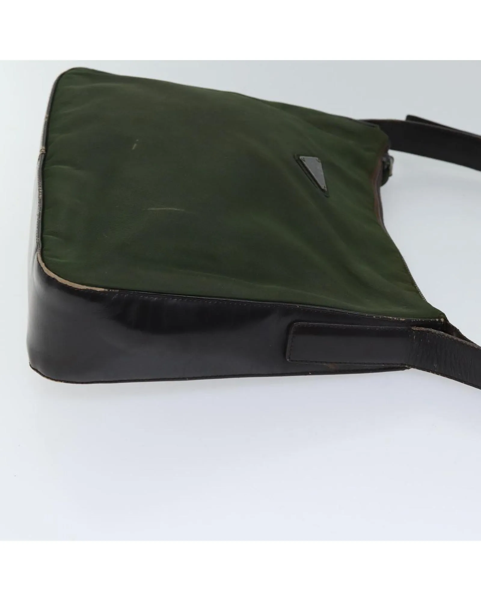 Khaki Nylon Shoulder Bag with Accessory