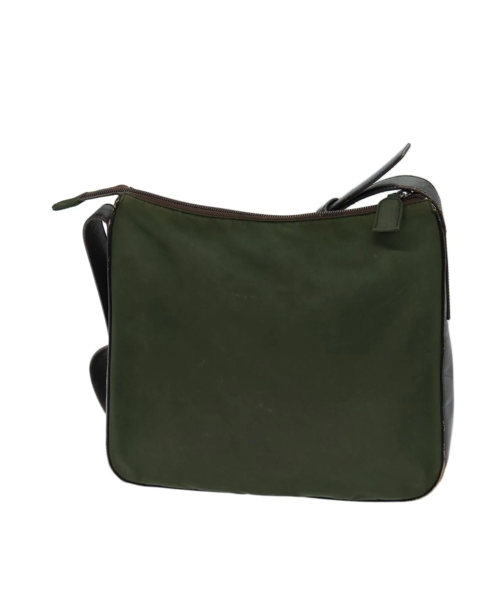 Khaki Nylon Shoulder Bag with Accessory