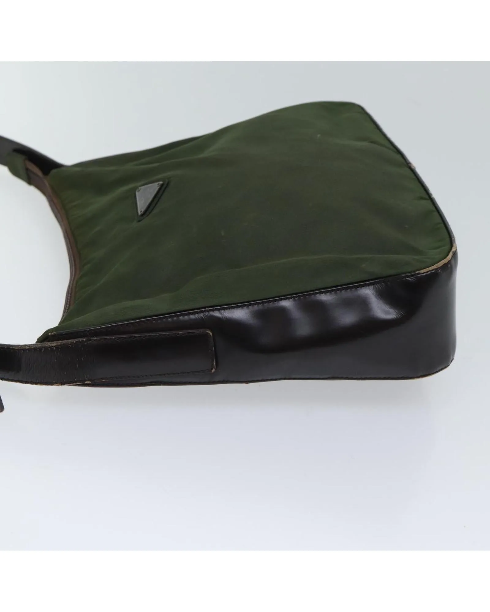 Khaki Nylon Shoulder Bag with Accessory