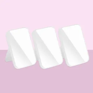 Kuber Industries (Set of 3) Small & Portable Hand Mirror for Makeup - Vanity Table Mirror with Stand for Women & Girls- White