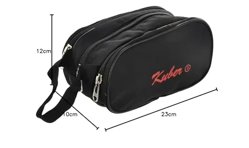 Kuber Industries Travel Toilerty bag|Shaving Kit For Men|Cosmetic Bag For Travel Accessories|3 Zipper Comparments & Carrying Strip|Pack of 1(Black)-HS43KUBMART26607