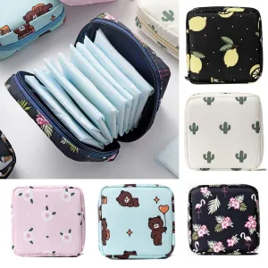 Large Capacity Portable Fabric Sanitary Towel Pad Tampon Organizer Pouch