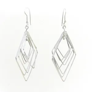 Large Silverplated Seven Rhombi Earrings Artisana