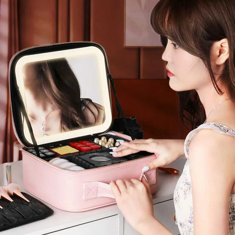 LED Portable Makeup case with Mirror